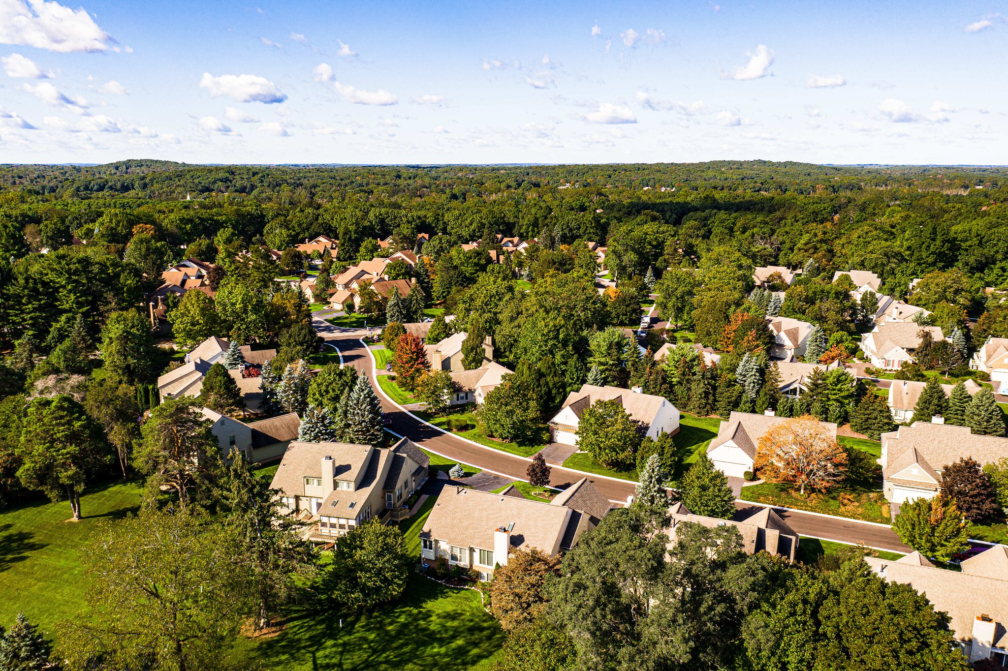 Aerial view of Oak Pointe neighborhood